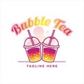 Bubble tea logo, company logo design idea, vector Illustration Royalty Free Stock Photo