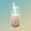 Bubble tea illustration with delicious tapioca and jelly. Cold boba milk tea
