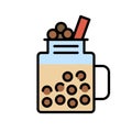 Bubble tea or Pearl milk tea filled icon