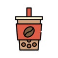 Bubble tea or Pearl milk tea filled icon