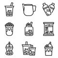 Bubble tea or Pearl milk tea line icon set, vector illustration Royalty Free Stock Photo