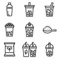 Bubble tea or Pearl milk tea line icon set, vector illustration Royalty Free Stock Photo