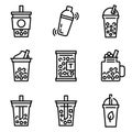 Bubble tea or Pearl milk tea line icon set, vector illustration Royalty Free Stock Photo