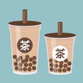 Bubble tea or Pearl milk tea vector illustration