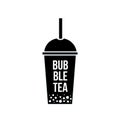 Bubble Tea in plastic glass flat vector icon isolated on white background. Easy to edit vector template for logo design, banner, Royalty Free Stock Photo