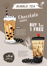 Bubble tea poster. Restaurant cafe menu, template design