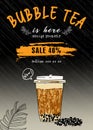 Bubble tea poster. Restaurant cafe menu, template design