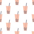 Bubble tea seamless pattern, vector illustration Royalty Free Stock Photo