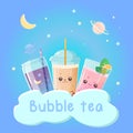 Bubble tea set against the sky Royalty Free Stock Photo