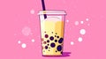 Pink bubble tea illustration