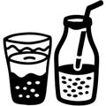 Bubble Tea Vector Illustration with Glass and Bottle Design Royalty Free Stock Photo