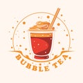 Bubble tea vector logo design. Royalty Free Stock Photo