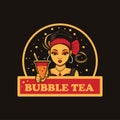 Bubble tea vector logo design. Royalty Free Stock Photo