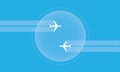 Bubble travel Airplane white smoke contrail tail in bubble blue background vector