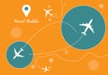 Bubble travel in bubble circle and airplane icon yellow background