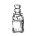 Bubbled Potion Elixir Bottle Monochrome Vector Royalty Free Stock Photo