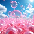 bubblegum bubbles floating down from the sky popping on cotact Royalty Free Stock Photo