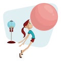 Bubblegum Girl Cartoon Vector Illustration 