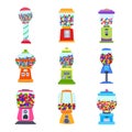 bubblegum machine set cartoon vector illustration Royalty Free Stock Photo