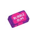 Bubblegum in package. Chewing bubble gum packaging. Sweet chewing candy. Vector illustration