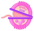 Bubblegum stick roll. Sweet candy cartoon icon