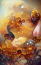 Bubbles in amber - abstract digital art