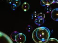 Bubbles with  black backgrounds with stars bokeh Royalty Free Stock Photo