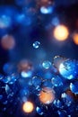 Bubbles, bokeh spots and color lights on blue blurred background, generative AI Royalty Free Stock Photo