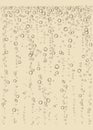 Bubbles of champagne on gold background.