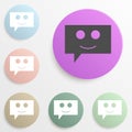 bubbles communicating with a smile badge color set. Simple glyph, flat vector of web icons for ui and ux, website or mobile