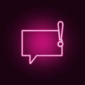 bubbles of communication with an exclamation mark icon. Elements of Web in neon style icons. Simple icon for websites, web design Royalty Free Stock Photo