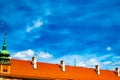 Soap Bubbles fly in the sky. Background bright, blue sky and fluffy white clouds Royalty Free Stock Photo