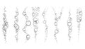 Bubbles of fizzy drink, air or soap. Vertical streams of water. Outline doodle vector illustration. Royalty Free Stock Photo