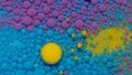 Bubbles float in liquid paint, mixing ink, oil and milk, abstract multicolor hypnotic painting Royalty Free Stock Photo