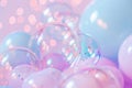 Bubbles float on a surface filled with soft pastel colors. This scene shows a mix of light reflections and a dreamy quality that Royalty Free Stock Photo