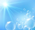 Bubbles floating in blue sky Royalty Free Stock Photo