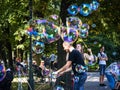 Bubbles by the Florian Gate on of the city gates in Krakow Poland