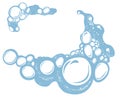 Foamy water with bubbles, washing or cleaning vector