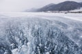 Bubbles in ice. Baikal lake. Winter landscape Royalty Free Stock Photo