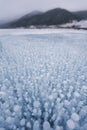 Bubbles in ice. Baikal lake. Winter landscape Royalty Free Stock Photo