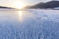 Bubbles in ice of Baikal lake. Winter landscape Royalty Free Stock Photo