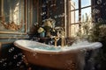 bubbles overflowing from a luxurious bath