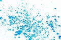 Bubbles of paint on white background, abstract pattern of blue ink. Random drop. Royalty Free Stock Photo