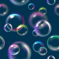 Bubbles pattern. Liquid soap float foam water texture vector bubbles seamless background Royalty Free Stock Photo