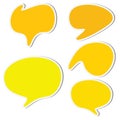 Set of yellow sticker speech bubbles isolated on white