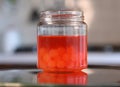 bubbles tea obtained by inverse spherification in preserving liquid Royalty Free Stock Photo