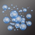 Bubbles underwater texture isolated on transparent background. Fizzy sparkles in water, sea, ocean. Undersea illustration Royalty Free Stock Photo