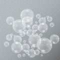 Bubbles underwater texture isolated on transparent background. Fizzy sparkles in water, sea, ocean. Undersea illustration Royalty Free Stock Photo