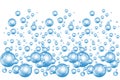 Bubbles underwater texture isolated on white background. Fizzy sparkles in water, sea, ocean. Undersea illustration