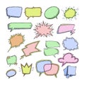 Bubbles vector blank speech bubbling messages for communication or dialog set of cartoon bubbly chat balloon sketch